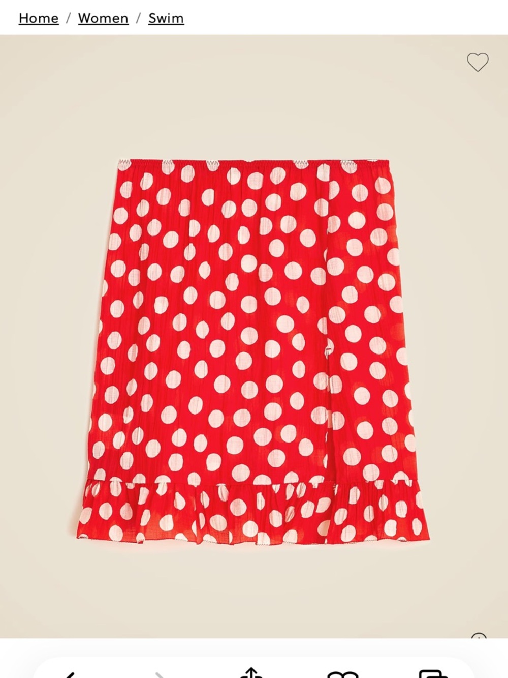 NWT J.Crew red slip skirt in polka-dot sz L
